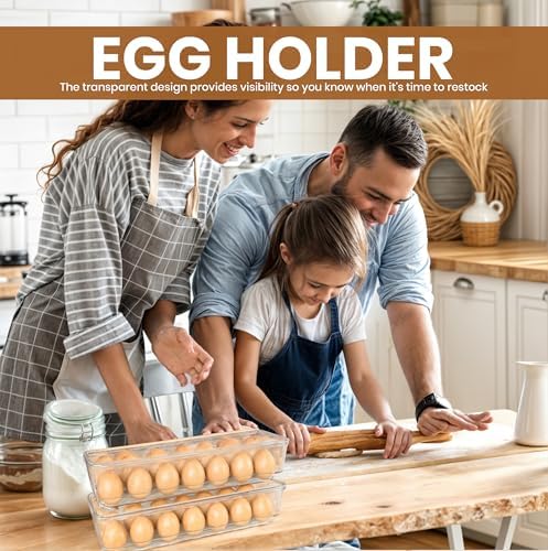 Utopia Home Egg Holder for Fridge, Stackable Egg Container, 2 Pack, Clear