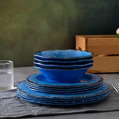LEHAHA 12 Piece Melamine Dinnerware Set Farmhouse Outdoor Dishes Set for 4