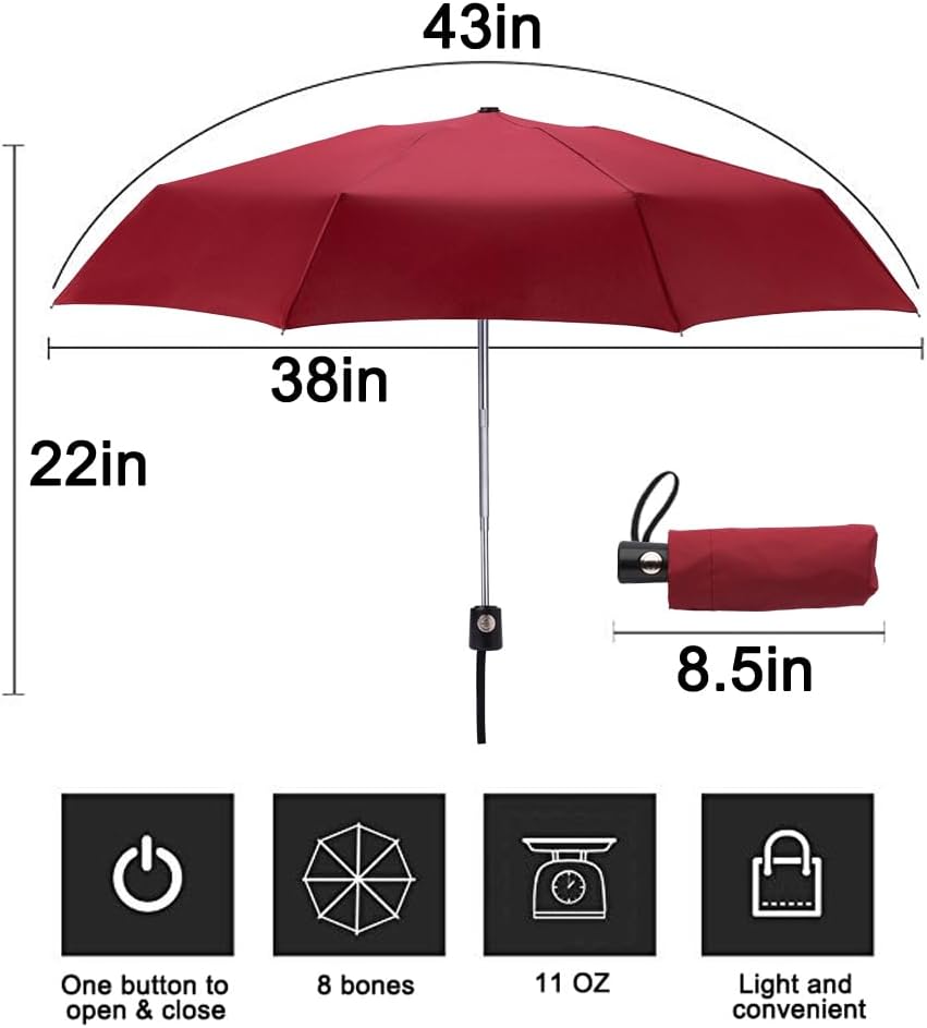 Goothdurs Automatic Mini Travel Windproof Umbrella Compact Auto Open/Close Small Lightweight Folding Rain Umbrellas for Women Men