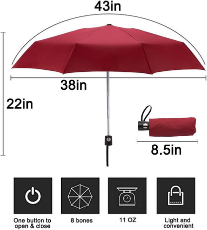 Goothdurs Automatic Mini Travel Windproof Umbrella Compact Auto Open/Close Small Lightweight Folding Rain Umbrellas for Women Men