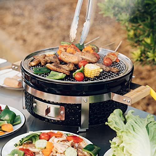 ONLYFIRE GRILLS 14”Ceramic Hibachi Charcoal Grill with Grid Lifter, GS305