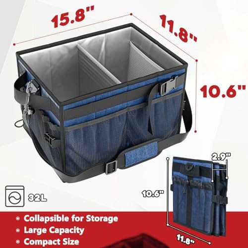 FANGSUN Grill Caddy, Foldable BBQ Caddy with Paper Towel Holder, Blue