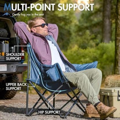 Portal Oversized Padded Camping Chair 2 Pack,350 lbs Folding Chairs Outdoor,Blue