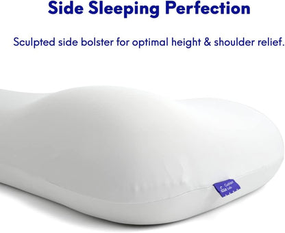 C CUSHION LAB Deep Sleep Pillow, Patented Ergonomic Contour Design for Side & Back Sleepers, Orthopedic Cervical Shape Gently Cradles Head & Provides Neck Support & Shoulder Pain Relief - Calm Grey