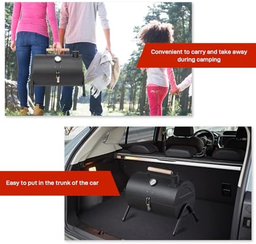 Outvita Portable Charcoal Grill, Tabletop Multi-functional Barbecue Smoker