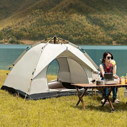 Camping Tent Pop Up,Backpacking Tents, Automatic Family Camping Tent, Instant Tents for Camping,Easy Set Up Tent,Portable Dome Tent for Camping Hiking & Traveling (Color : /Beige, Size : 4-5 Persons