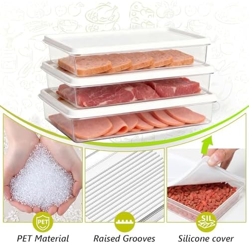 3pcs Small Deli Meat Container with Lids for Cold Cuts Ham Salami Storage