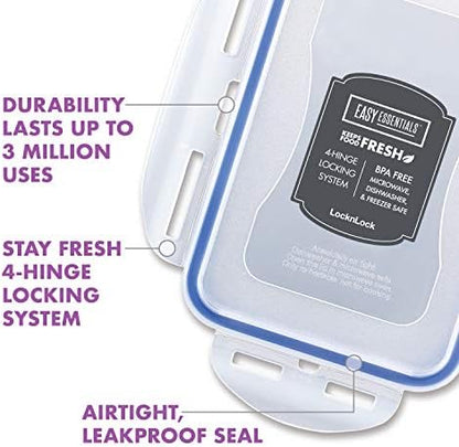 LocknLock Easy Essentials Food Storage lids/Airtight containers, BPA Free, 22 Piece, Clear