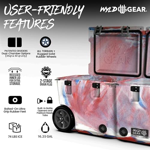 Wyld Gear 65 Quart Dual Compartment Hard Cooler with Wheels