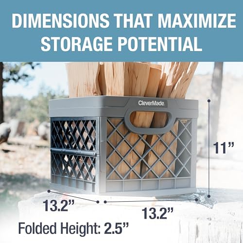 CleverMade Collapsible Milk Crate (EcoCrate) - 25L - Stone (3PK)