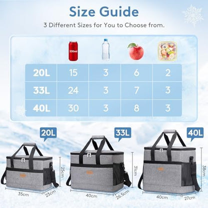 Lifewit Cooler Bag 30/50/60 Cans Collapsible, Insulated Large Lunch Bag