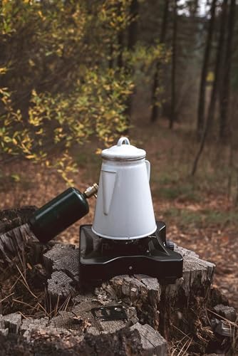 Stansport Enamel Percolator Coffee Pot & 4 Mug Set (11230-03), White