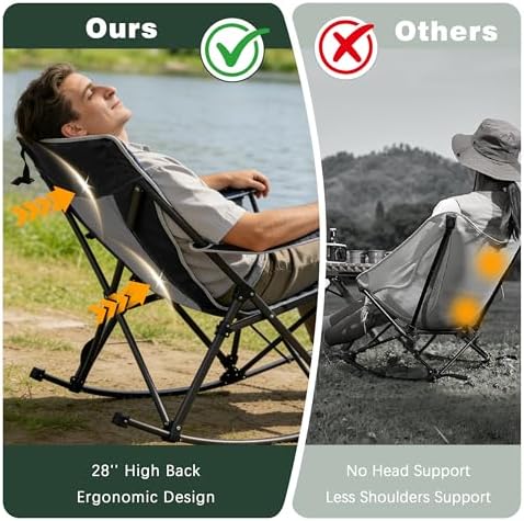 SUNNYFEEL 2 Pack Oversized Folding Rocking Camping Chair 500lbs