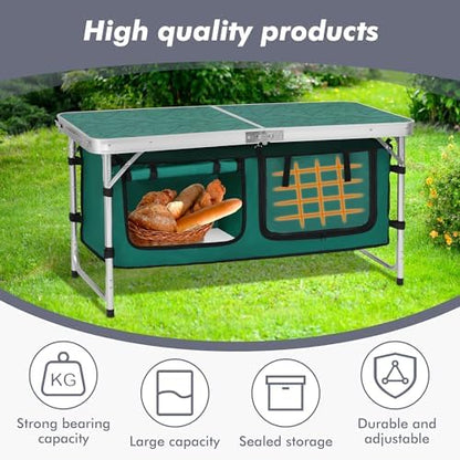 Camp Field Camping Folding Aluminum Table with Adjustable Legs for Outdoor Travel Beach, Backyards, BBQ, Party and Picnic Foldable Table