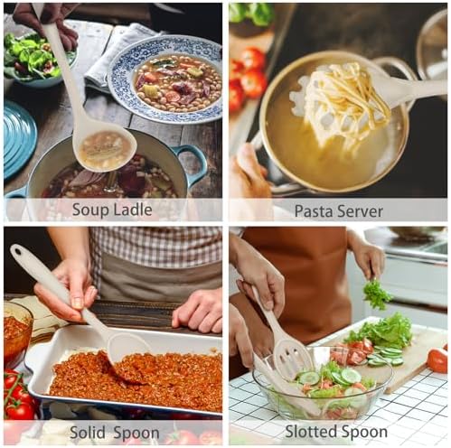P&P CHEF Khaki Kitchen Utensils, Silicone Cooking Utensil Set of 7