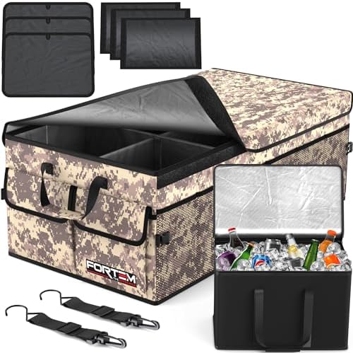 FORTEM Trunk Organizer - Foldable Car Organizer with Cooler for SUV, Trucks