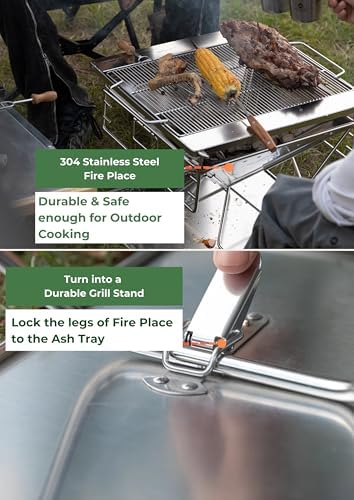 CAMPINGMOON Extra Large Portable Fire Pit Grill Wood Burning MT-055