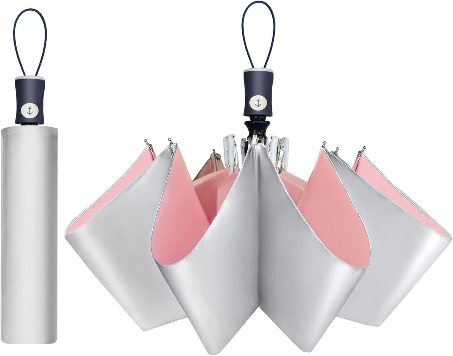 Cuby UV Sun Umbrella Compact Folding Umbrella lightweight Portable Manual Travel Umbrella for Rainproof & 99% UV Protection with Black Anti-UV Coating