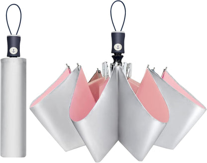 Cuby UV Sun Umbrella Compact Folding Umbrella lightweight Portable Manual Travel Umbrella for Rainproof & 99% UV Protection with Black Anti-UV Coating