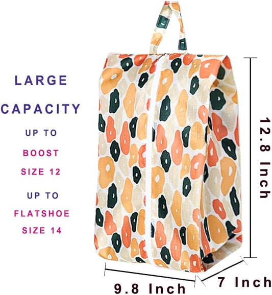 Travel Shoe Bags, Set of 12, Large Oxford Fabric Storage Bags with Zipper and Handle, Water-Resistant Pouches (Colorful patterns)