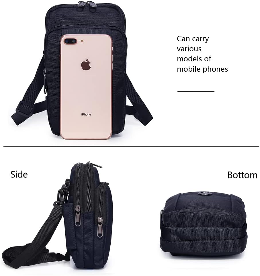 Senient Wolf Waterproof Nylon Multifunctional Phone Crossbody Bag - Small One Shoulder Waist Bag Wallet Travel Passport Case