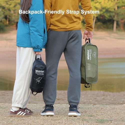 Wildhiker HuggleMode High Back Folding Camping Chair, 2 Seat Heights -Black