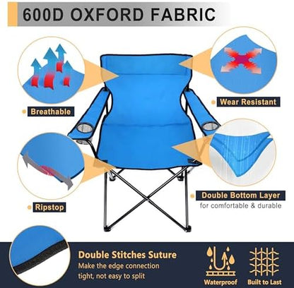 Joyfair Camping Chairs for Lawn & Beach, Large for Adults, Blue