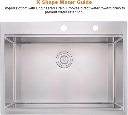 33x22 Drop In Kitchen Sink Workstation-Bokaiya Stainless Steel Kitchen Sink - Image 5