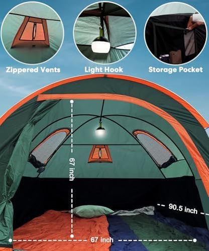 LIBERRWAY Truck Bed Tent for 2 Person, 5.5-5.8 FT Pickup Truck Tent with Waterproof Rainfly Oxford for Camping Travel Outdoor Chevy Silverado 1500 Dodge Ram 1500 Ford F-150 GMC