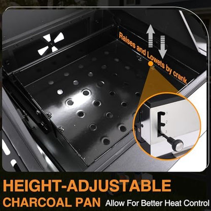 2-in-1 Propane Gas & Charcoal Grill with Griddle & Side Burner