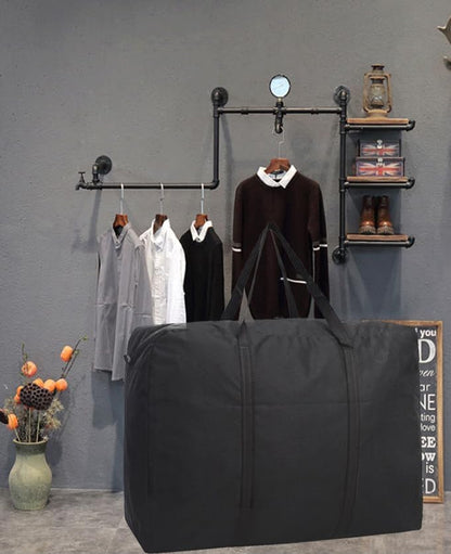 Large Storage Bags, 150L Waterproof Foldable Travel Duffle Bag with Reinforced Handles, Black Heavy Duty Moving Bags, for Bed Organize Clothing, Blanket