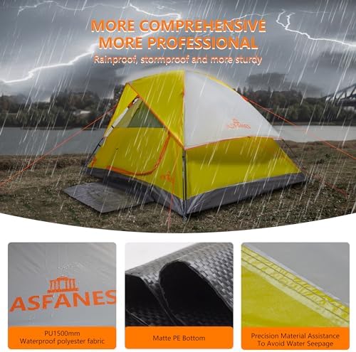 ASFANES Tents for Camping 2/4/6 Person Camping Dome Tent, Waterproof,Spacious, Lightweight Portable Backpacking Tent for Outdoor Camping/Hiking
