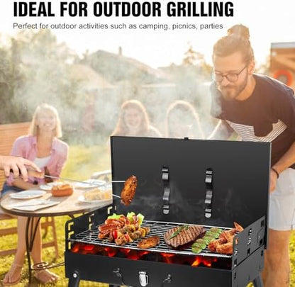 Portable Charcoal Grill, Small Grill Outdoor BBQ Suitcase with Lid