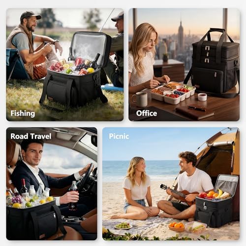 MIYCOO 36 Can Cooler Bag, Expandable Double Deck Lunch Bag for Men Women