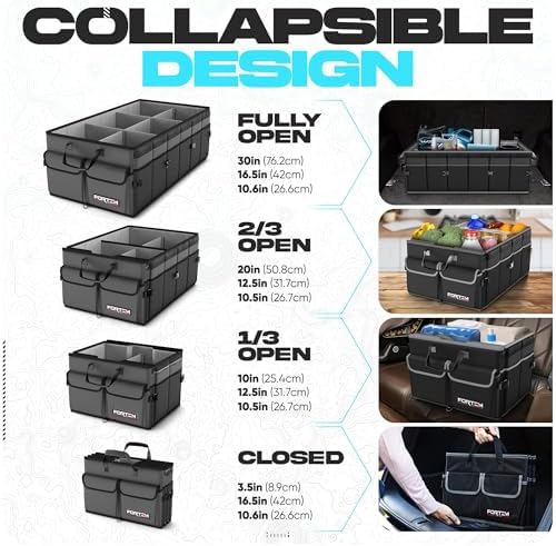 FORTEM Trunk Organizer - Foldable Car Organizer & Storage for SUVs & Trucks