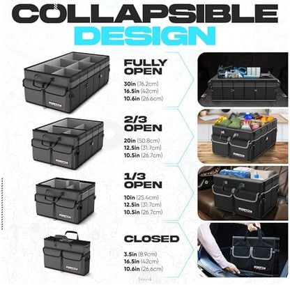 FORTEM Trunk Organizer - Foldable Car Organizer & Storage for SUVs & Trucks