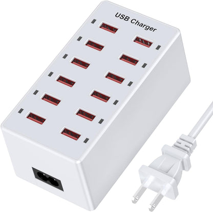 USB Charger 12-Ports Charging Station for Multiple Devices USB Wall Charger Power Hub Strip Smart Plug Charging Dock Block for iPhone Xs/XR,iPad,iPod,Galaxy S9/S8,Smart Phones 60W