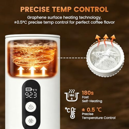 Electactic Portable Coffee Maker Self-Heating with 9000mAh Battery, Travel Coffee Maker for Ground Coffee & Nespresso Pods, Portable Espresso Maker for Travel, Camping, RV, Gym