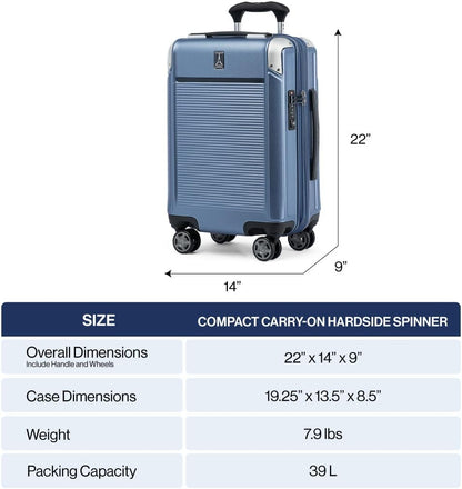 Travelpro Platinum Elite Hardside Expandable Carry on Luggage, 8 Wheel Spinner, TSA Lock, Hard Shell Polycarbonate Suitcase, Vintage Grey, Compact Carry on 20-Inch