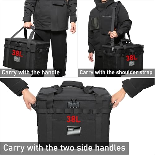 Tactical Camping Storage Bag Utility Tote Bag Camp Kitchen & Trunk Organizer with Combination Lock and Shoulder Strap