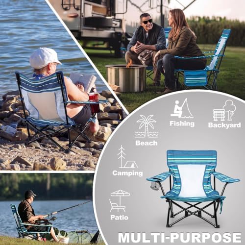 Joyfair Beach Camping Chair (2 Pack), Folding Chair for Adults (Striped)