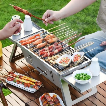 small portable charcoal grill: mini foldable tabletop grills for camping Picnic beach - stainless steel bbq grill for outdoor(Type-3)