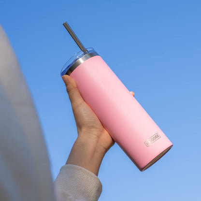 koodee Insulated Coffee Tumbler with Lid and Straw-4 Pack 20 oz Skinny Tumblers, Double Wall Stainless Steel Cup for Women (Yellow/Purple/Wine Red/Teal)