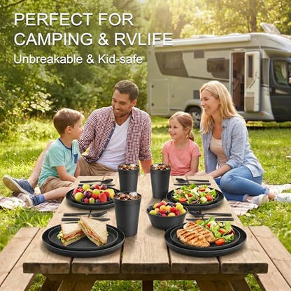 42 Piece Dinnerware Set for 6, Unbreakable Plates and Bowls Sets