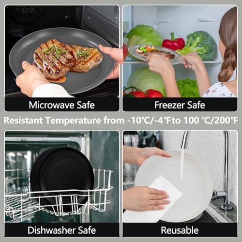 LIYH 16pcs Wheat Straw Dinnerware Sets Plastic Dinnerware Sets for 4 Plates and Bowls Sets Reusable Tableware Dish Set 8pcs Plates 4pcs Bowls 4pcs Cups Microwave Dishwasher Safe Four-color