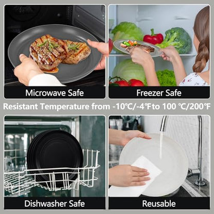 LIYH 16pcs Wheat Straw Dinnerware Sets Plastic Dinnerware Sets for 4 Plates and Bowls Sets Reusable Tableware Dish Set 8pcs Plates 4pcs Bowls 4pcs Cups Microwave Dishwasher Safe Four-color