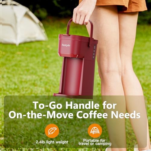 Tastyle Mini Single Serve Coffee Maker for K Cups and Grounds with Handle