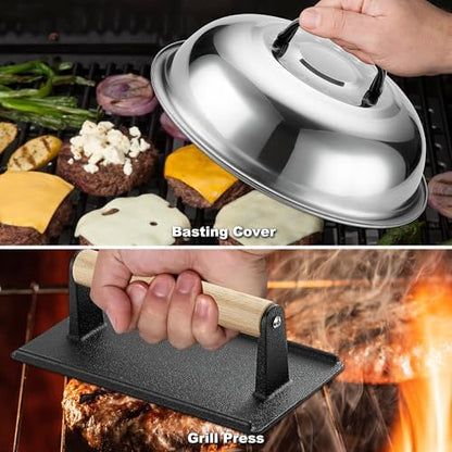 ROMANTICIST 29PCS Griddle Accessories Set - Flat Top Teppanyaki Spatula Set with Scraper, Basting Cover for Camp Chef- Home Cooking Griddle and Outdoor BBQ Gifts for Father's Day