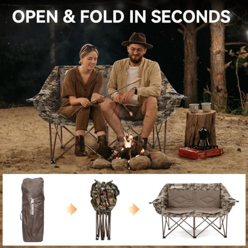 Oversized Double Camping Chairs for Adults, 2 Person Camping Chair, Green