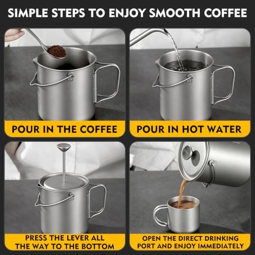 TII ZING Pure Titanium Portable Coffee Press 750ML